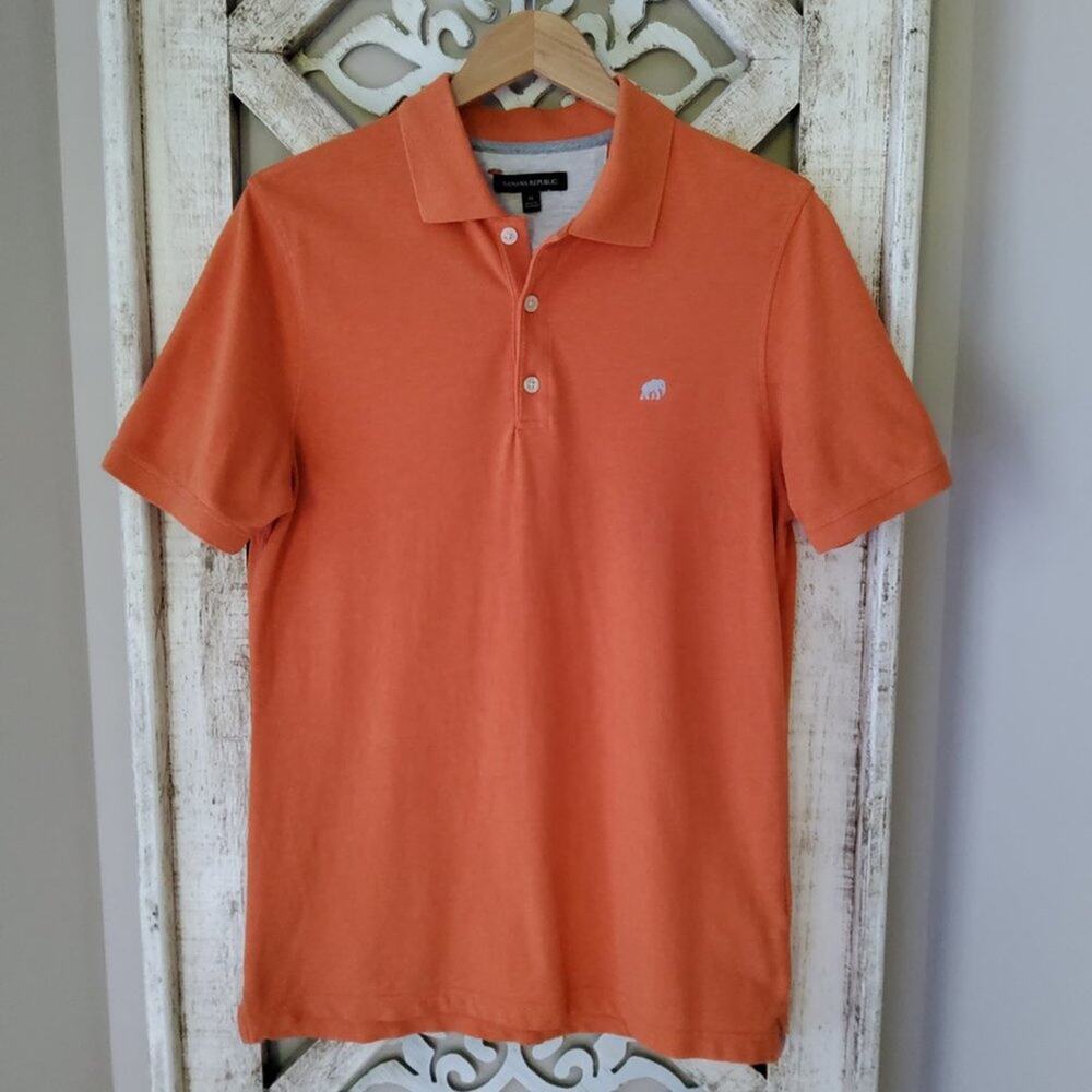 Banana Republic Men's Size Medium Short Sleeve Polo Shirt in Orange